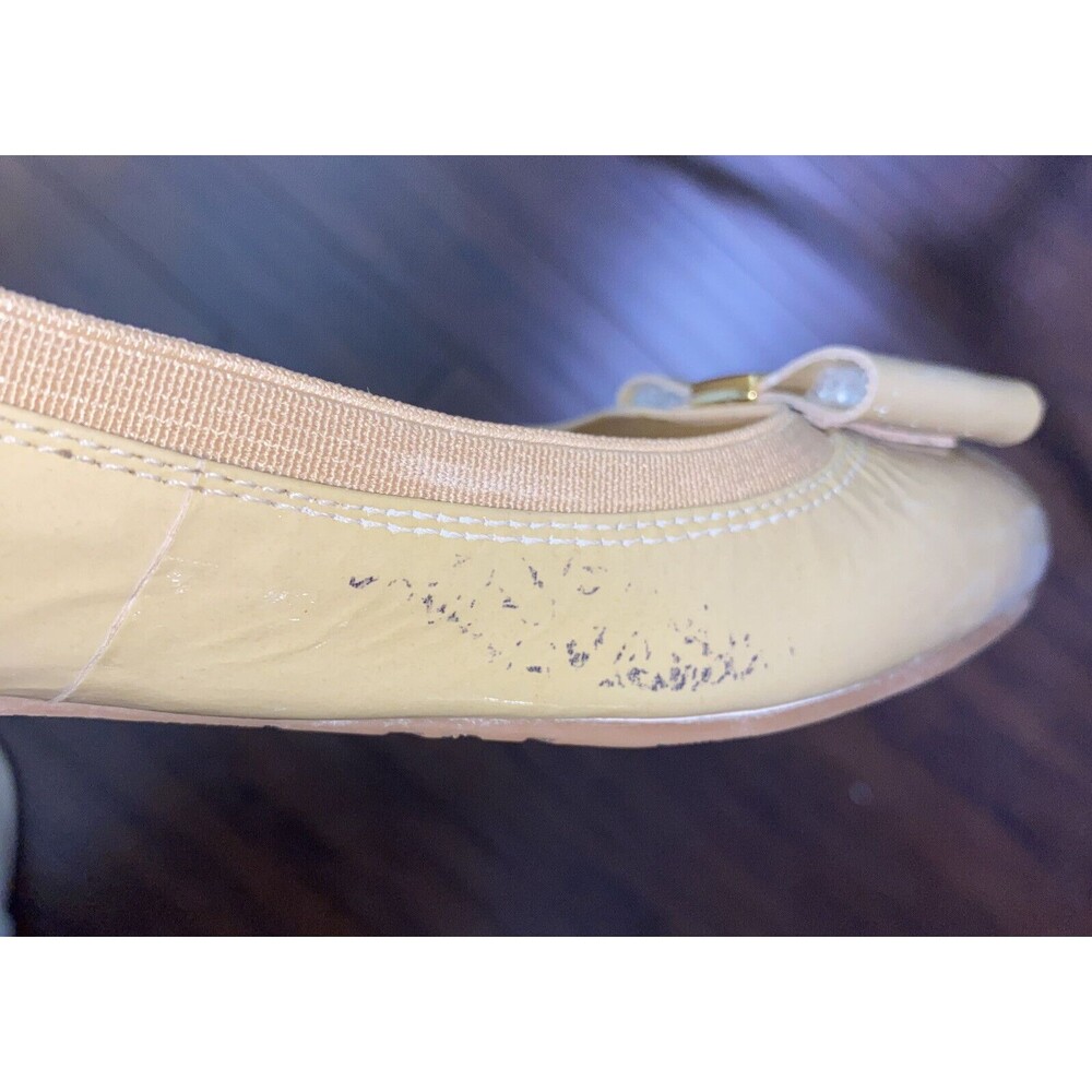 Kate Spade New York Patent Leather Ballet Flats Tan Bow Slip On Shoes 8.5 M - Picture 11 of 13